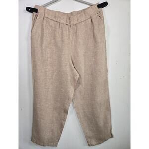 Haven Well Within Womens Tan, Elastic Waist, Cropped Linen Pants. Size XL